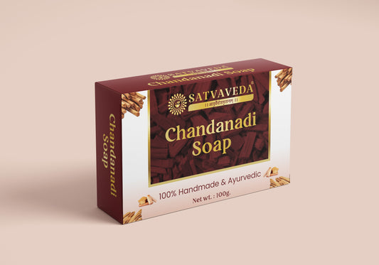 Satvaveda Chandanadi Soap – Sandalwood Soap for Glowing Skin – Handmade, Paraben & SLS Free – 100g