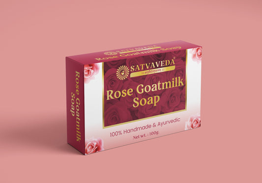 Satvaveda Rose Goatmilk Soap – Glowing Skin Formula, Handmade & Paraben-Free – 100g